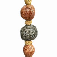 Stone Perch 1 by Zimmerman – full 71-inch view of animals, faces, and marks coexisting in hand-built world on patterned disc base