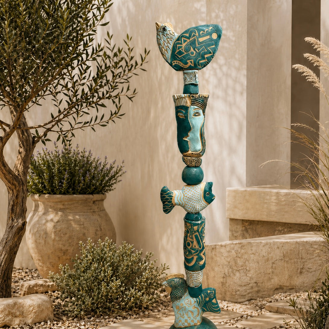 Associates in Teal Ceramic totem