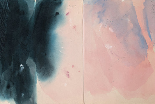 Soft Light Quiet Shadows by Rita – detail of blush pink and deep teal meeting in unnamed tender threshold