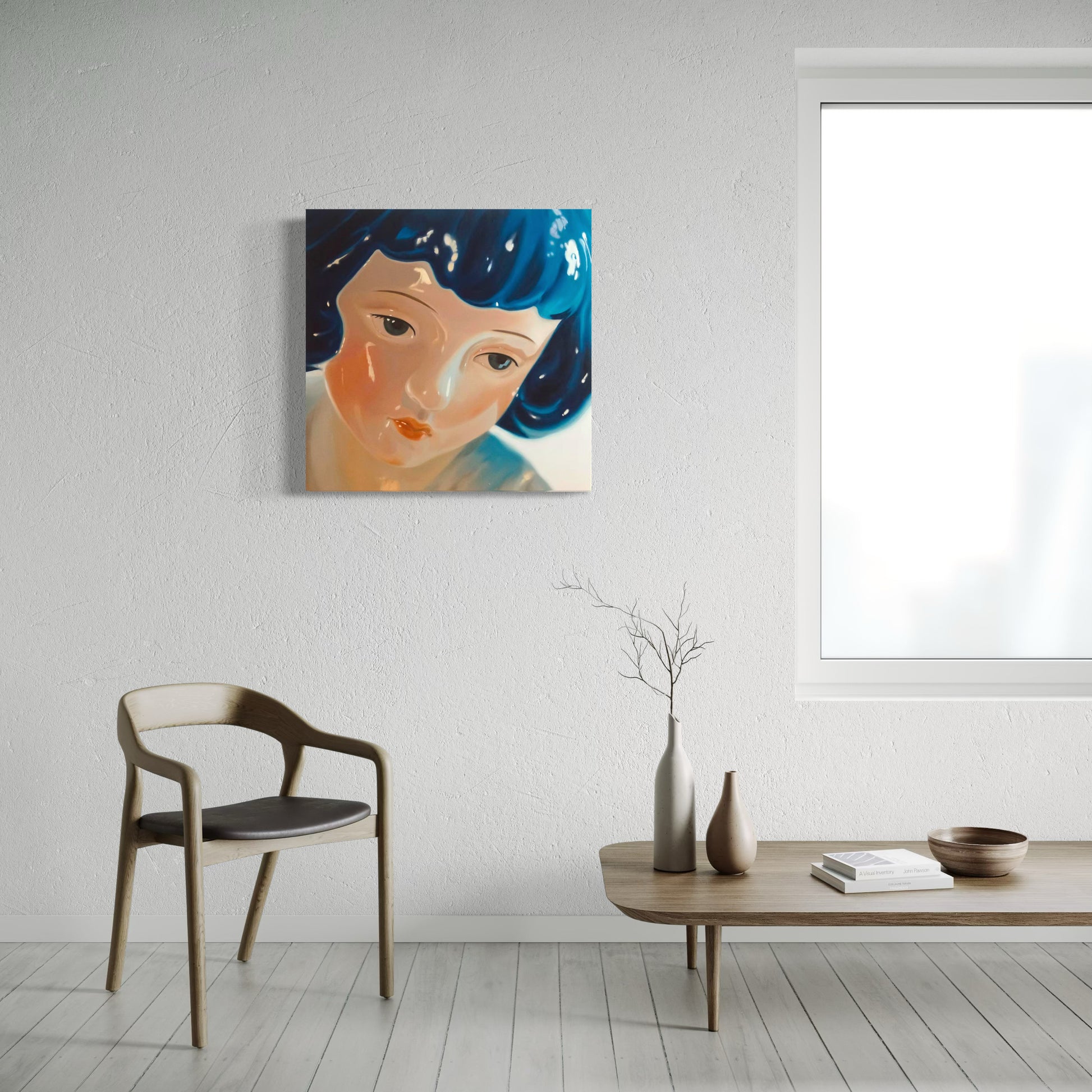 Baby Blue by Zhong – painting in room context