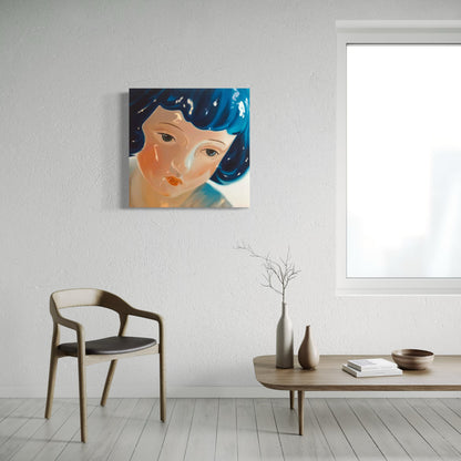 Baby Blue by Zhong – painting in room context