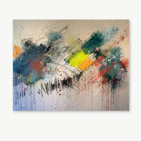 Everything, All the Time by Beth Shields shown in situ — monumental 60x90 inch abstract painting on wall