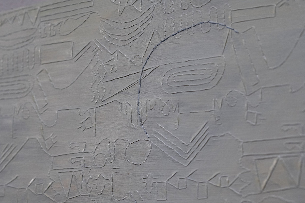 Apparently Trilogy by Terese Garcia – close-up of cool grey-green panel surface with shifting light