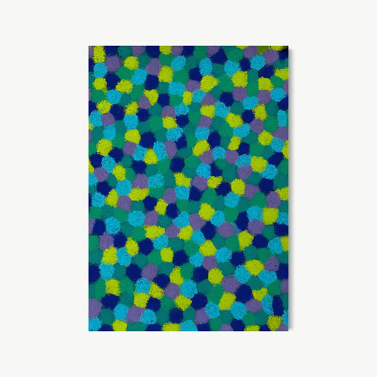 Kore’s Aura II – acrylic painting by Sizelove with mysterious interlocking biomorphic wavelike patterns combining Renaissance geometry with San Francisco abstract tradition, consciousness and perception as subject