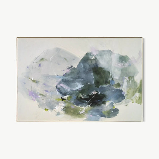 Nostalgia and Flowers – color field painting by Rita in lavender and grey-green drifting, about places that stay as feelings and a particular quality of afternoon light on something that was once yours