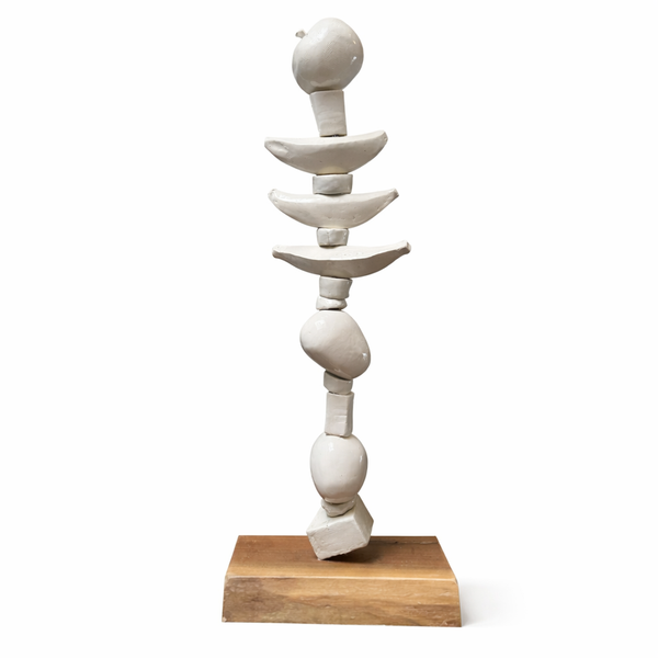 Small Ceramic Totem - White Fruits